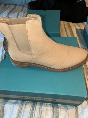 TOMS Beige Chelsea Ankle Booties